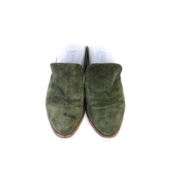 Robert Clergerie Womens Suede Slide On Mules Flats Olive Green Size 37.5 7.5 - Picture 2 of 7